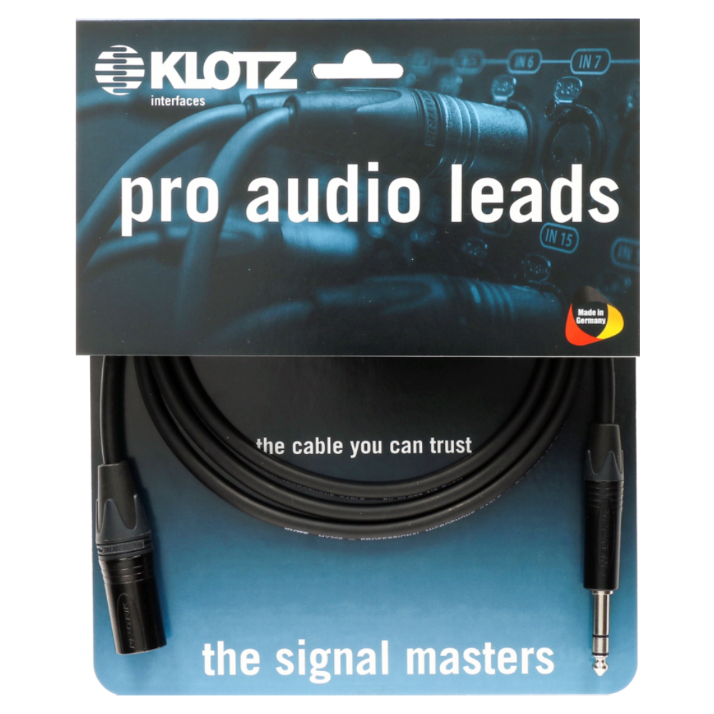 Klotz M1 MY206 TRS x Male XLR Neutrik Uçlu Siyah 10mt Balanslı Kablo